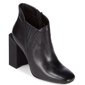 H by Halston MAL Black Leather Ankle Boot